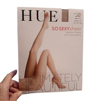 NEW Macy's Hue So Sexy Sheer Toeless Tights Pantyhose Natural Women's Size 2 USA